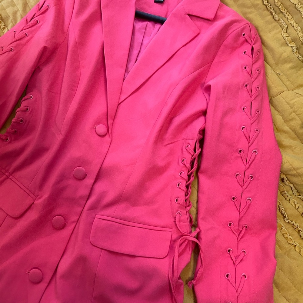 Pink Blazer with Lace-Up Detail - Picture 2 of 4